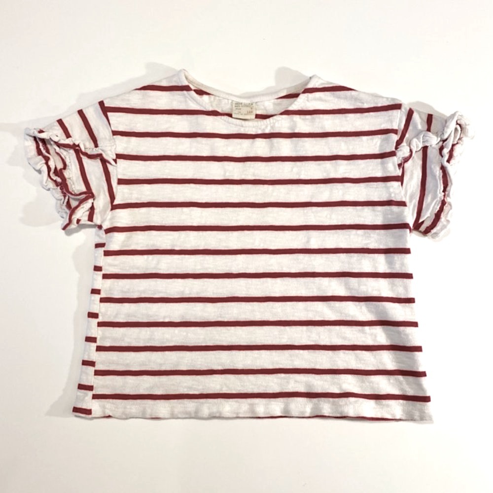 Girls | Zara Girls | Short Sleeve Tee | White & Red | 7